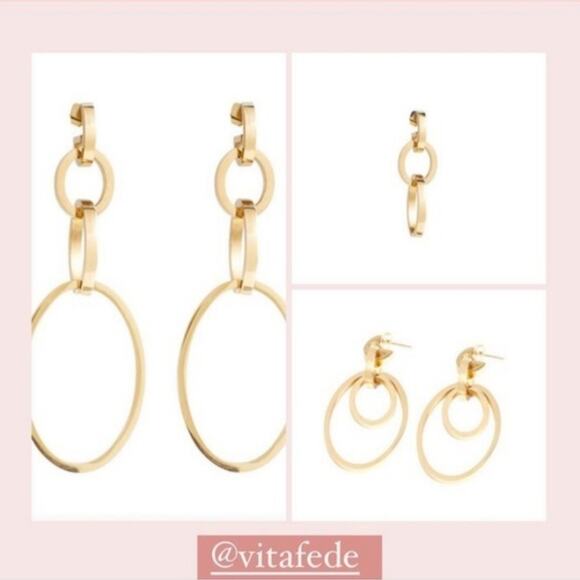 NEW Vita Fede Cassio Convertible Dangle Drop Earrings Gold Tone Metal - Picture 10 of 12